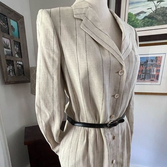 NWT vintage Ralph Lauren linen “Guaranteed to wrinkle” pinstripe dress size 6 - Picture 2 of 12